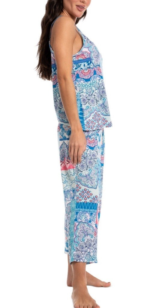 Linea Donatella Women's 2-Pc. Cropped Pajamas Set - Blue M/M