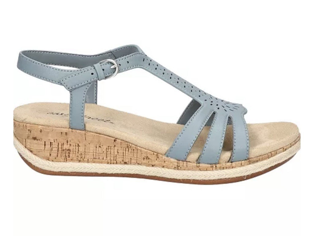 Easy Street Women's Dorinda Wedge Sandals Blue 10M
