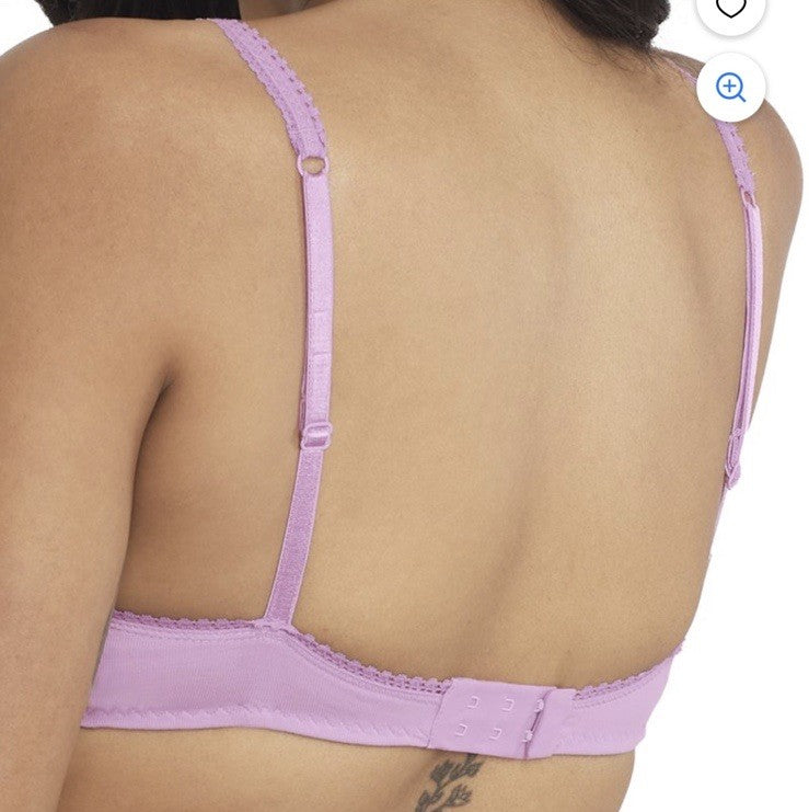 On Gossamer Cabana Cotton Blend Stretch Bralette L Violet Flower