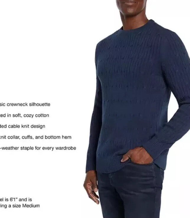 Express Men's 100% Cotton Crew Neck Warm Cable Knit Sweater XXL