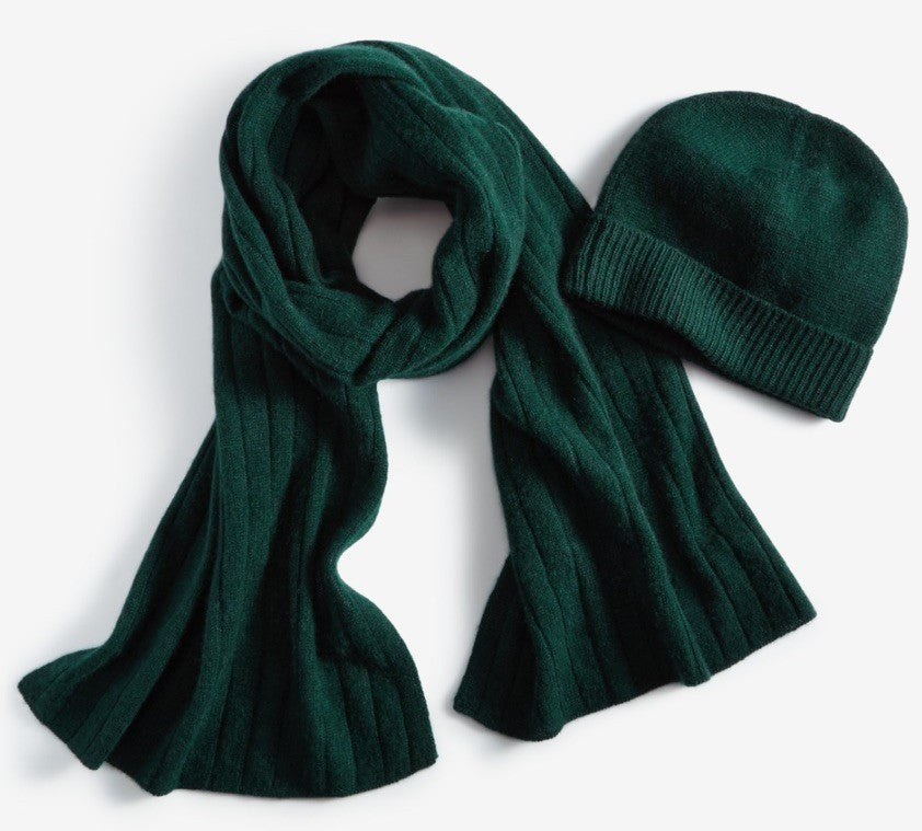 Charter Club Ribbed 100% Cashmere Scarf Deep Pine One Size