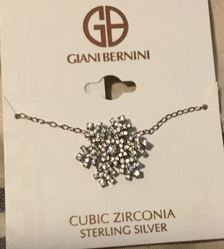 Giani Bernini CZ & Pure Silver Snowflake necklace 16”