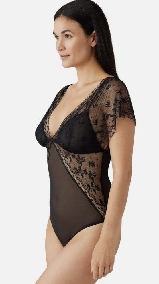WACOAL Black Lifted In Luxury Lace Thong Bodysuit  Black S
