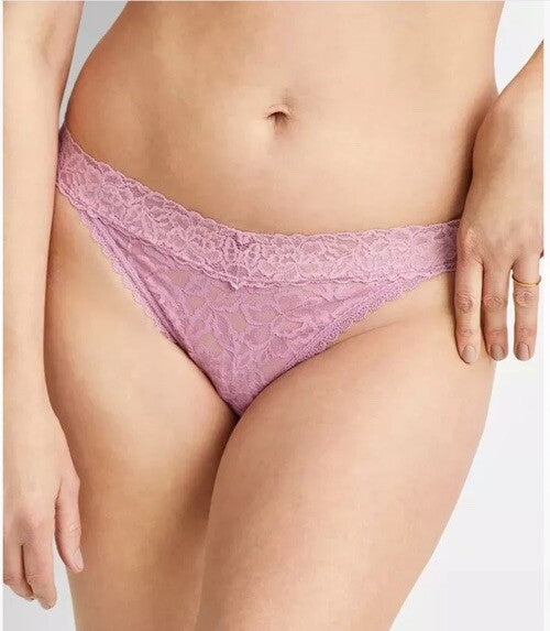 State of Day Lace Thong Underwear Women's  XL Mauve Orchid Elastic Waist Pull On