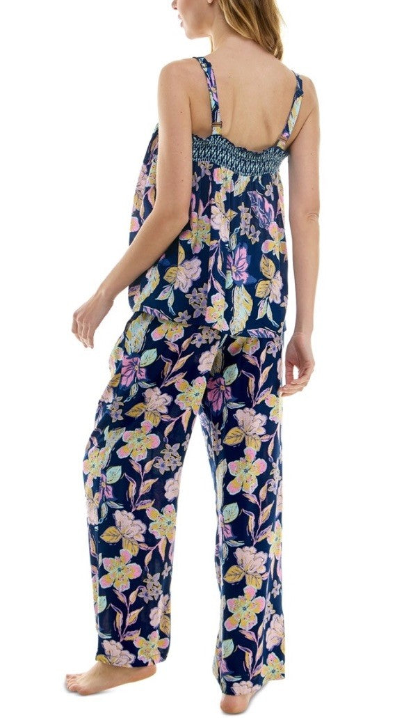 Roudelain Women's 2-Pc Smocked Swing Cami & Pants Pajamas Set - Rain Forest, L