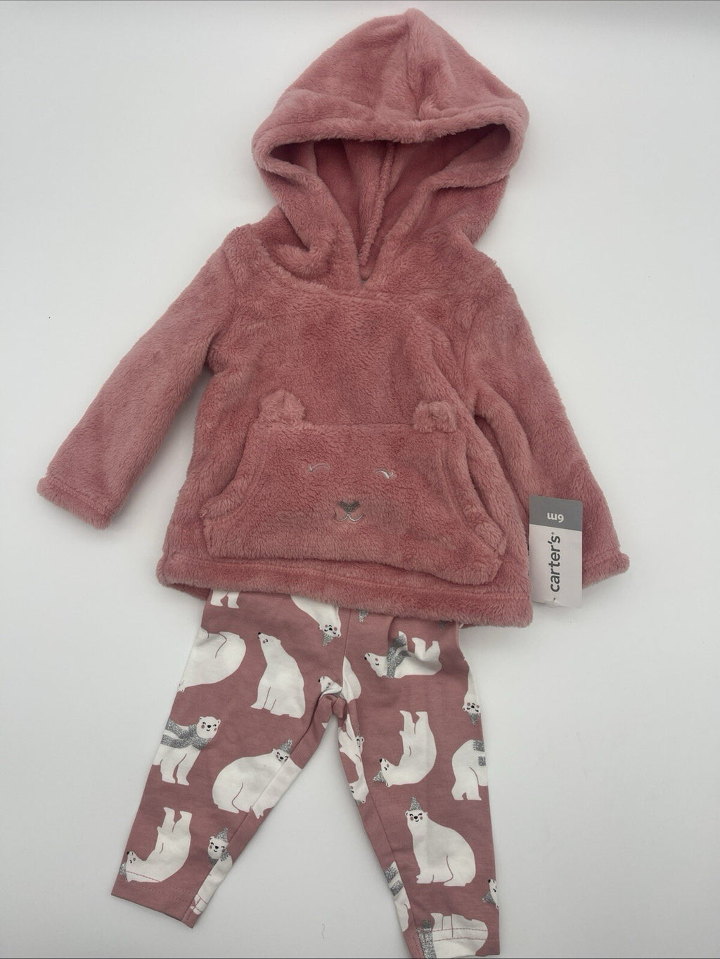 Carter's Girls' 2-Piece Pullover & Legging Set (6- Months Pink/Polar Bear)