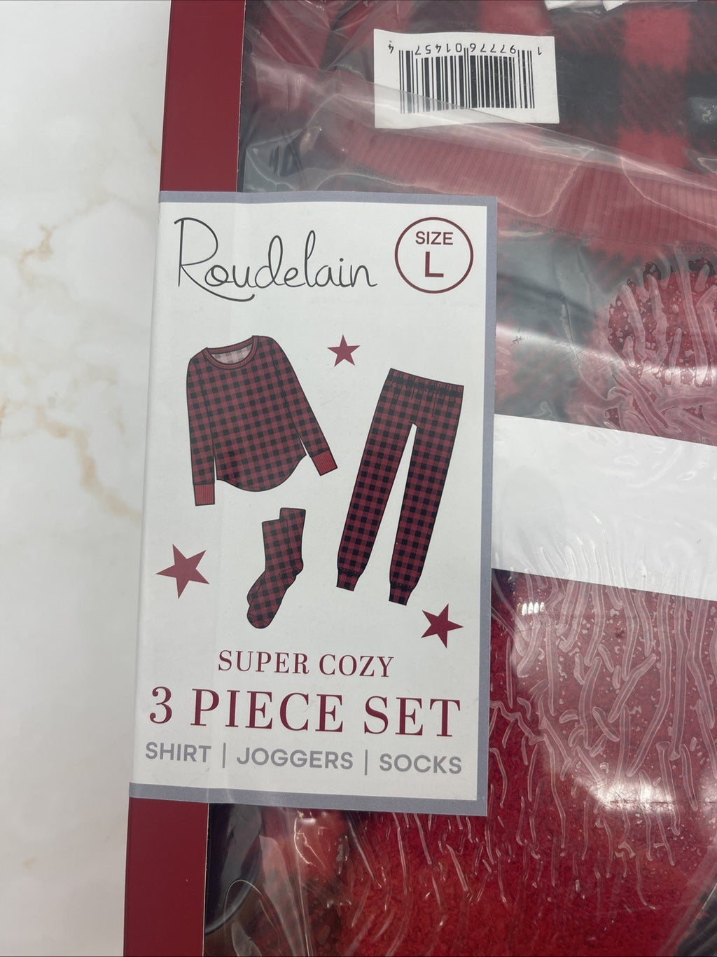 Roudelain 3-Piece Super Cozy Fleece Shirt/Joggers/Socks Sleepwear Pajama Set  L