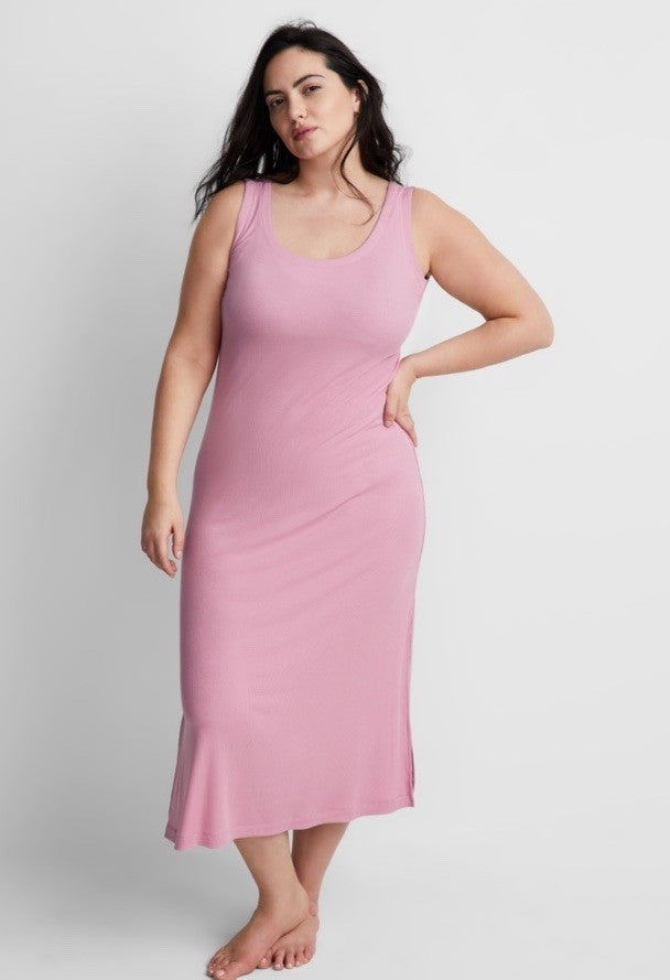 State of Day Women's Ribbed Modal Blend Tank Nightgown Mauve Orchid Medium  NWT