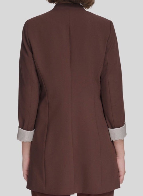 Calvin Klein Women's Brown Open Front 3/4-Rollback-Sleeve Jacket Petite Size 4P