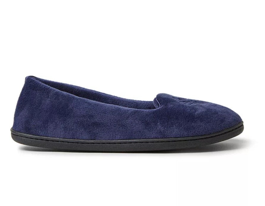 Women's Dearfoams Rebecca Microfiber Velour Closed Back Slipper Peacoat XL11-12