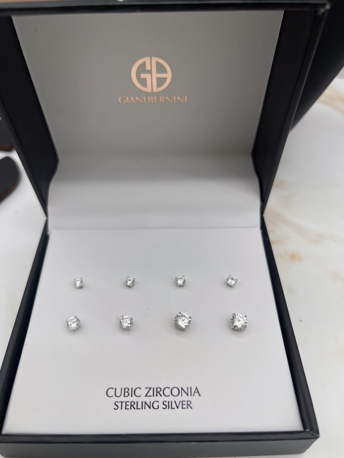 Giani Berni Cubic Zirconia Sterling Silver 4pc Earrings 