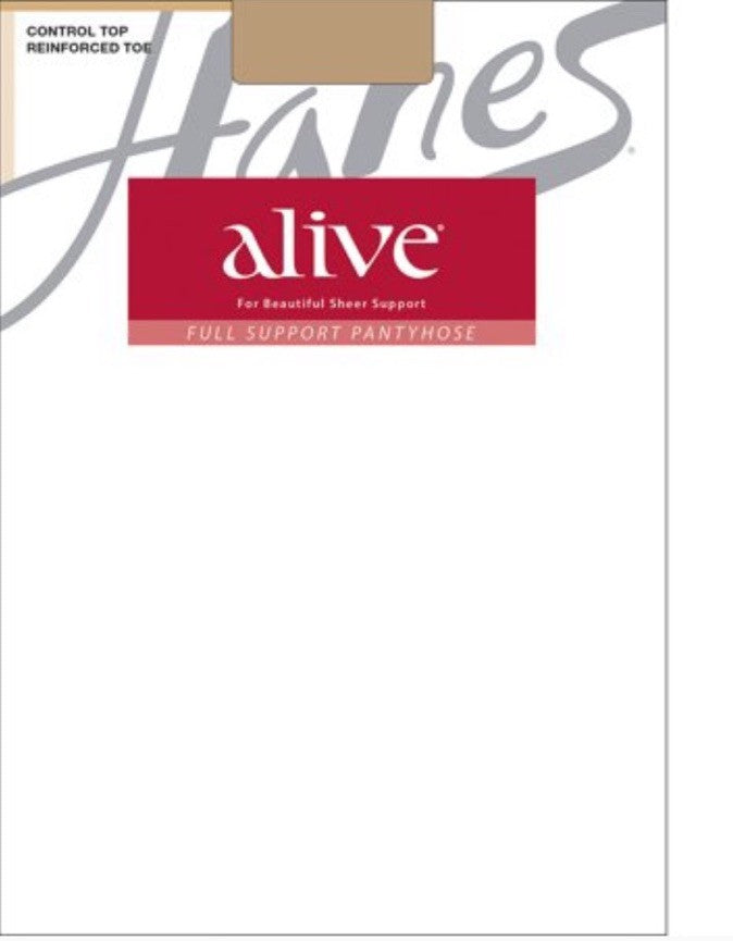 Hanes 810 Alive Full Support Control Top Pantyhose Size E Barely Black
