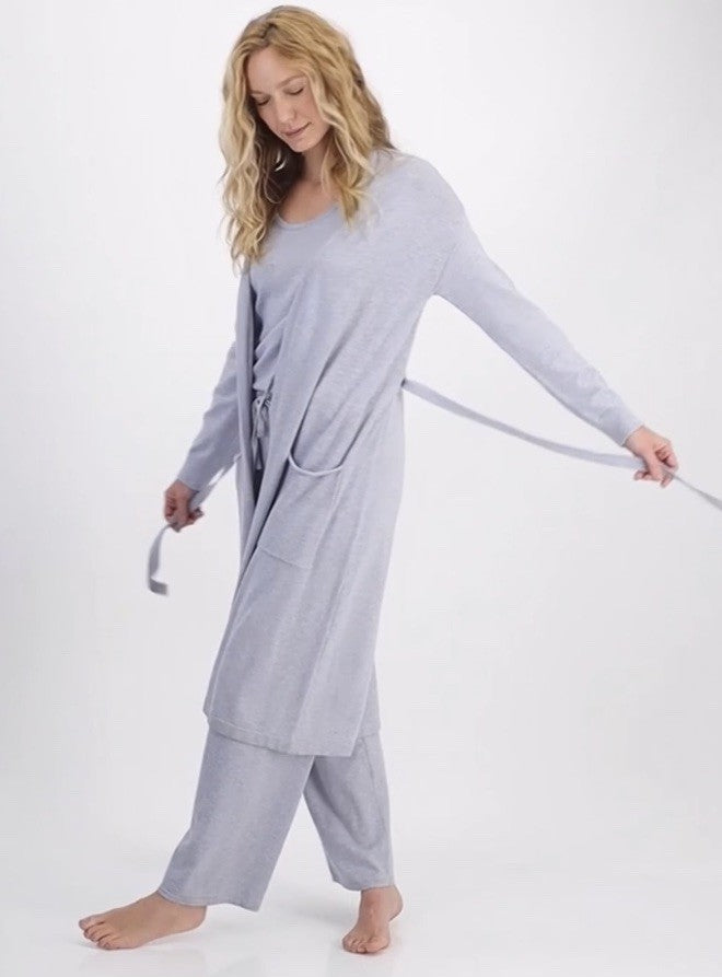 State of Day Women's Long Sweater Knit Layering Robe Sleep Grey XL