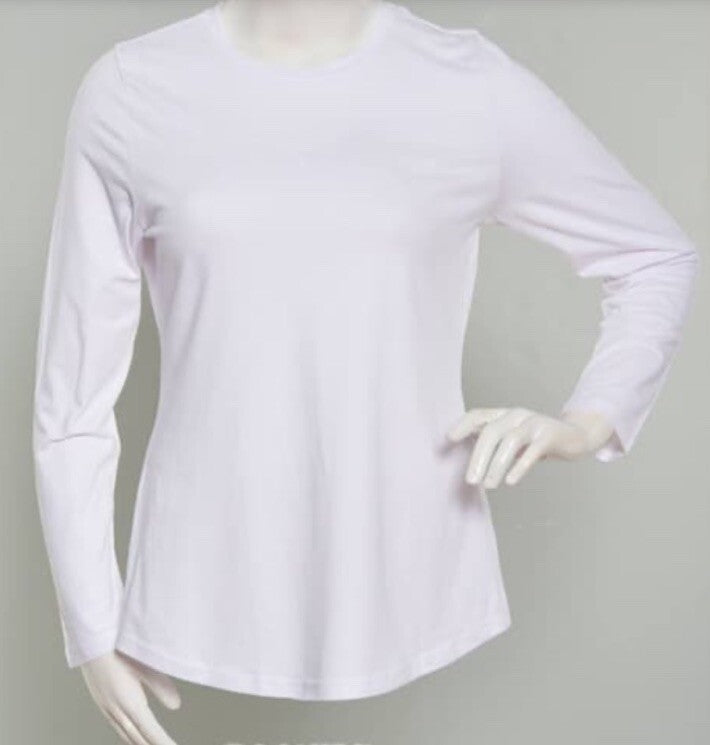 Aveto Plus Size Crewneck Top Long sleeve White 2X