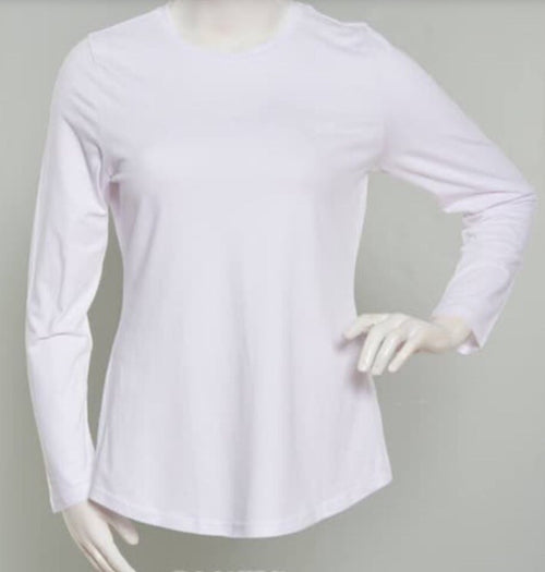 Aveto Plus Size Crewneck Top Long sleeve White 2X