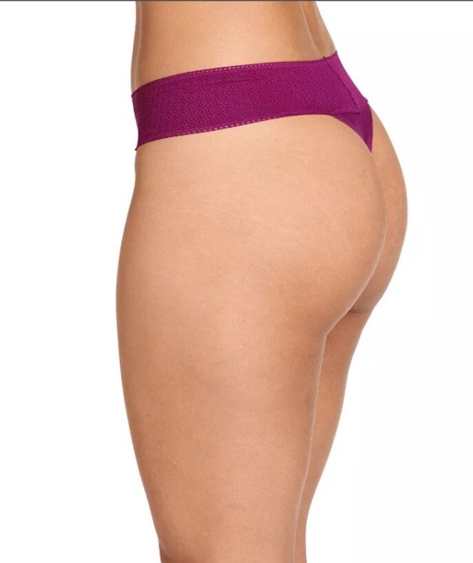 Jockey Soft Touch Lace Modal Thong Panty Black Sz.9/2XL