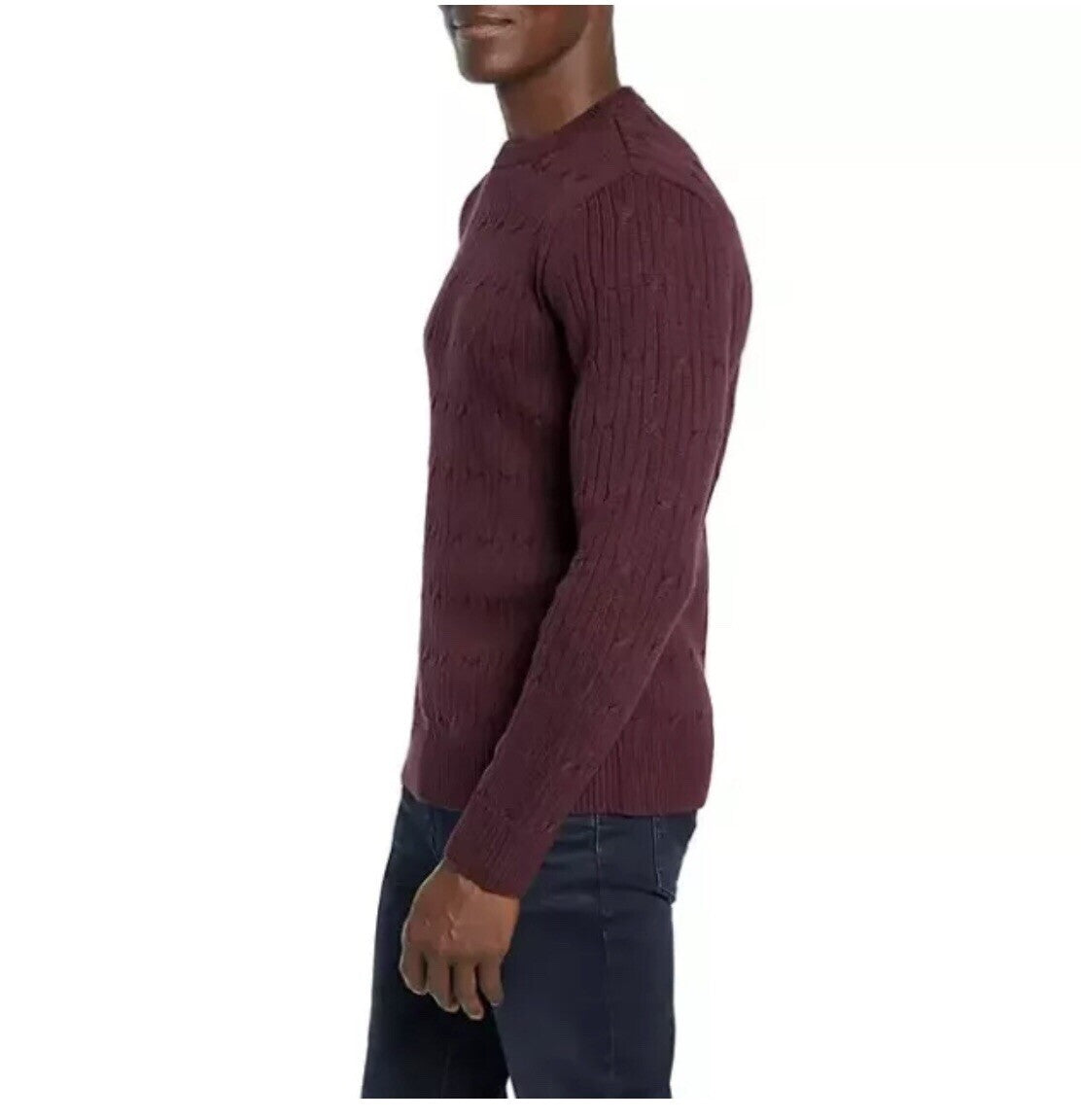 NEW-Express Men's Cable Knit Sweater Burgendy Red XXL