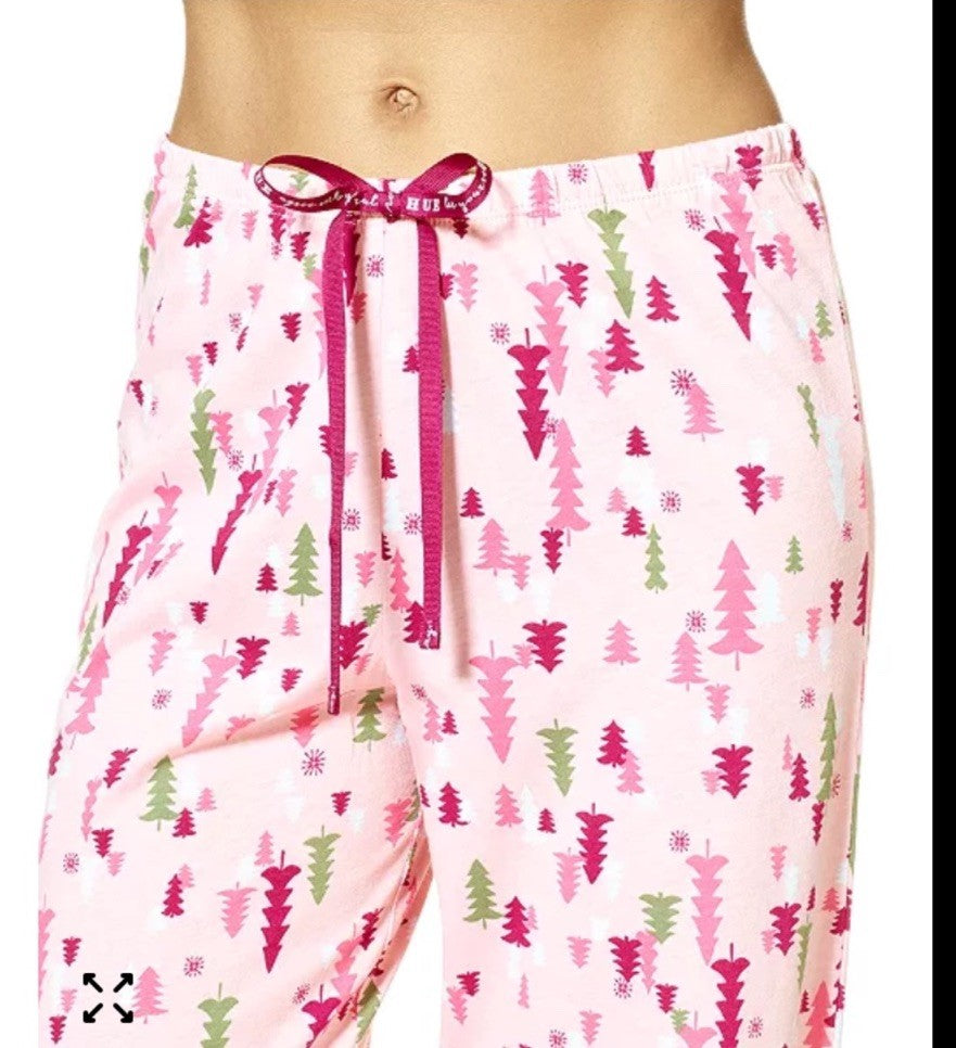 Hue Printed Pajama Pants Women's M Blossom Drawstring Elastic Waist Pull On