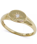 Jac + Jo by Anzie Diamond Accent Oval Signet Ring in 14k Gold Size 6