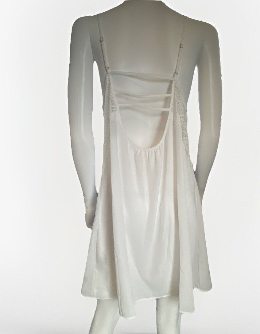 NWD INC Lace & Chiffon Nightgown Lingerie White LX