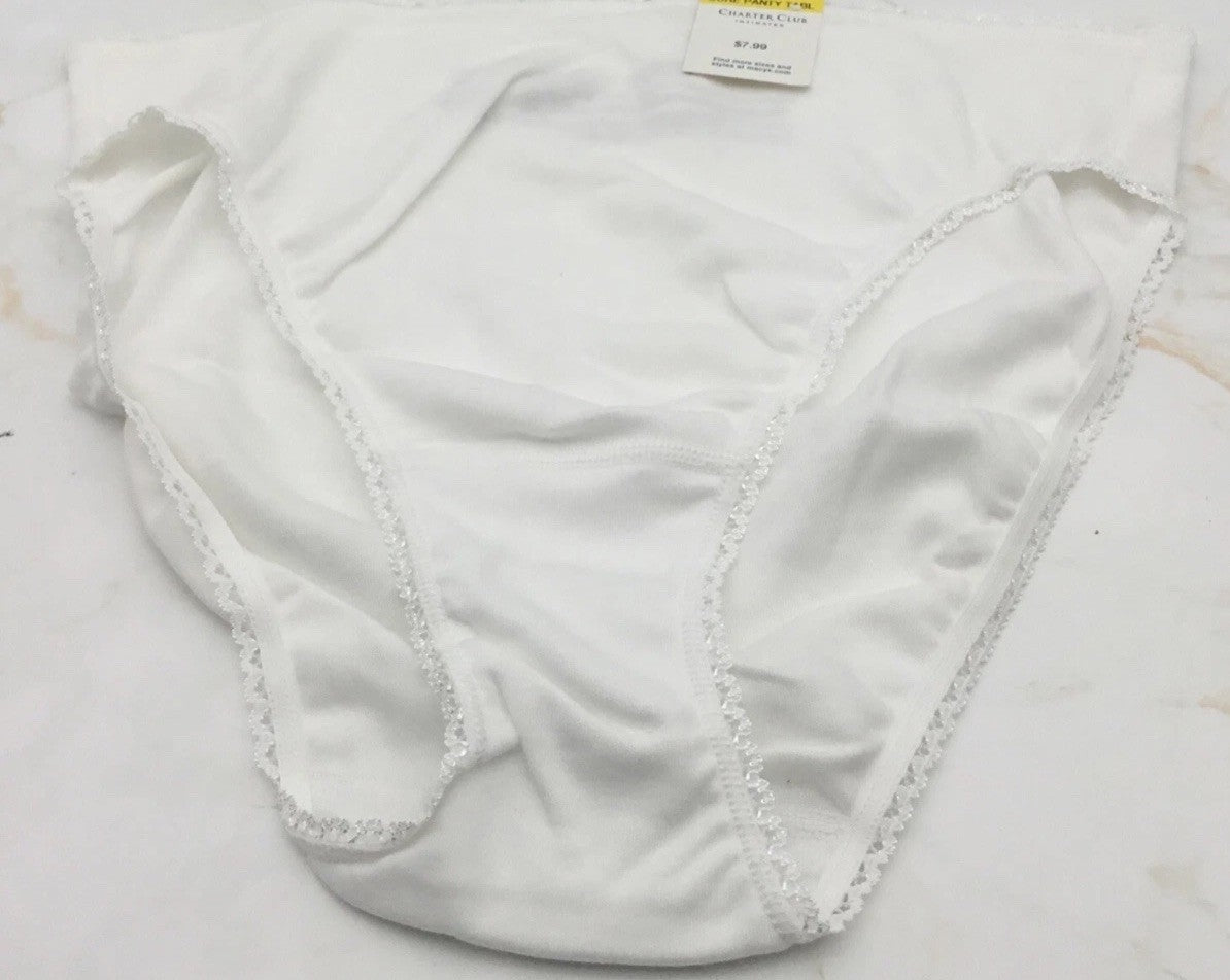 Charter Club Women's Everyday High-Cut Cotton Lace Trim Briefs 100117228 Small