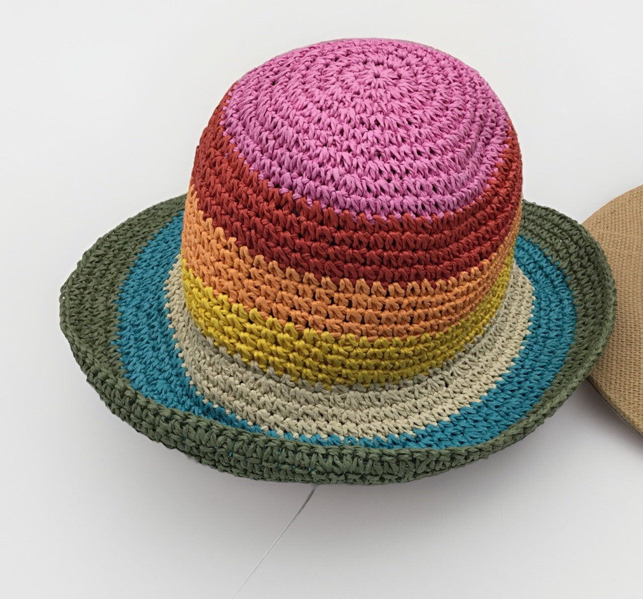 On 34 Women’s Stripped Crochet Hat Colorful 