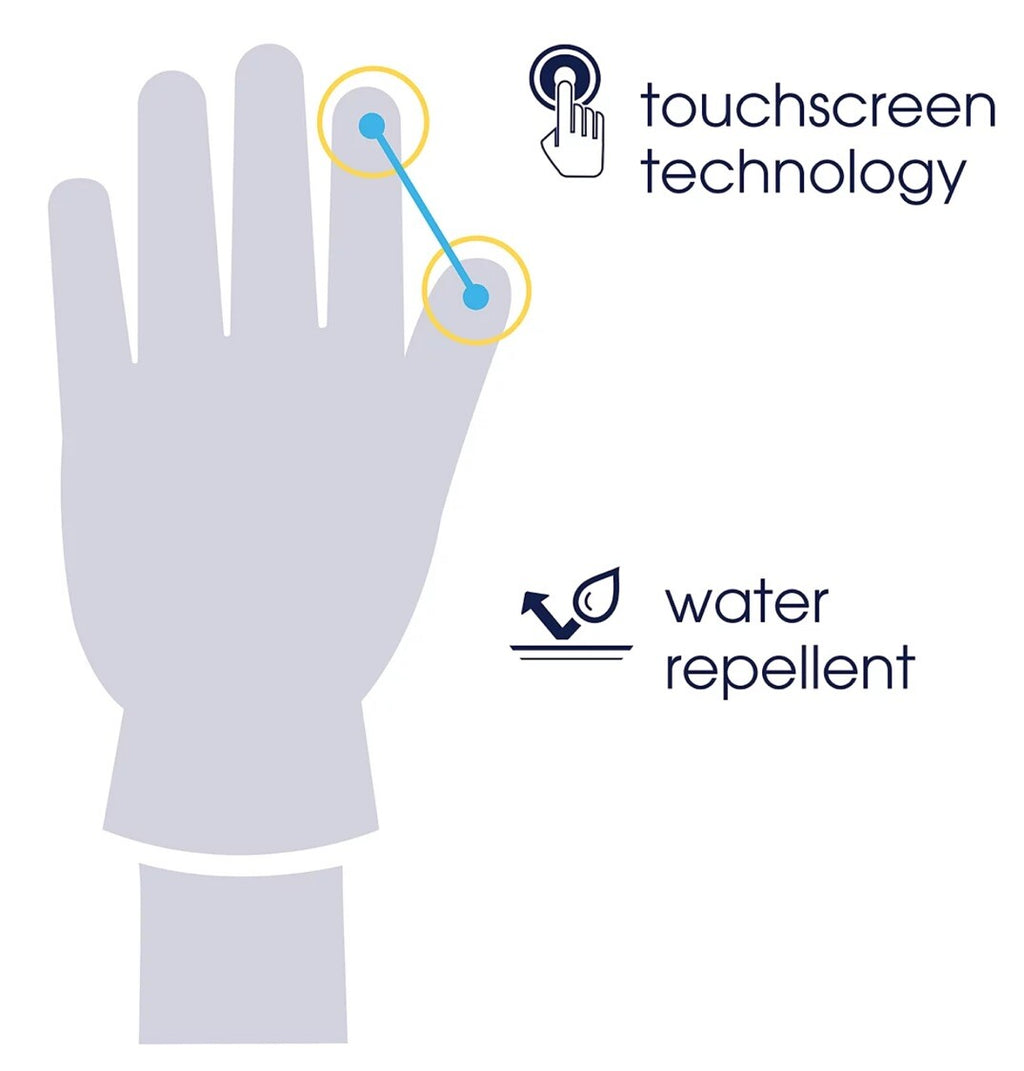  Isotoner Signature Lined Water Repellent 3-Draw Touchscreen Gloves  S/M Black 