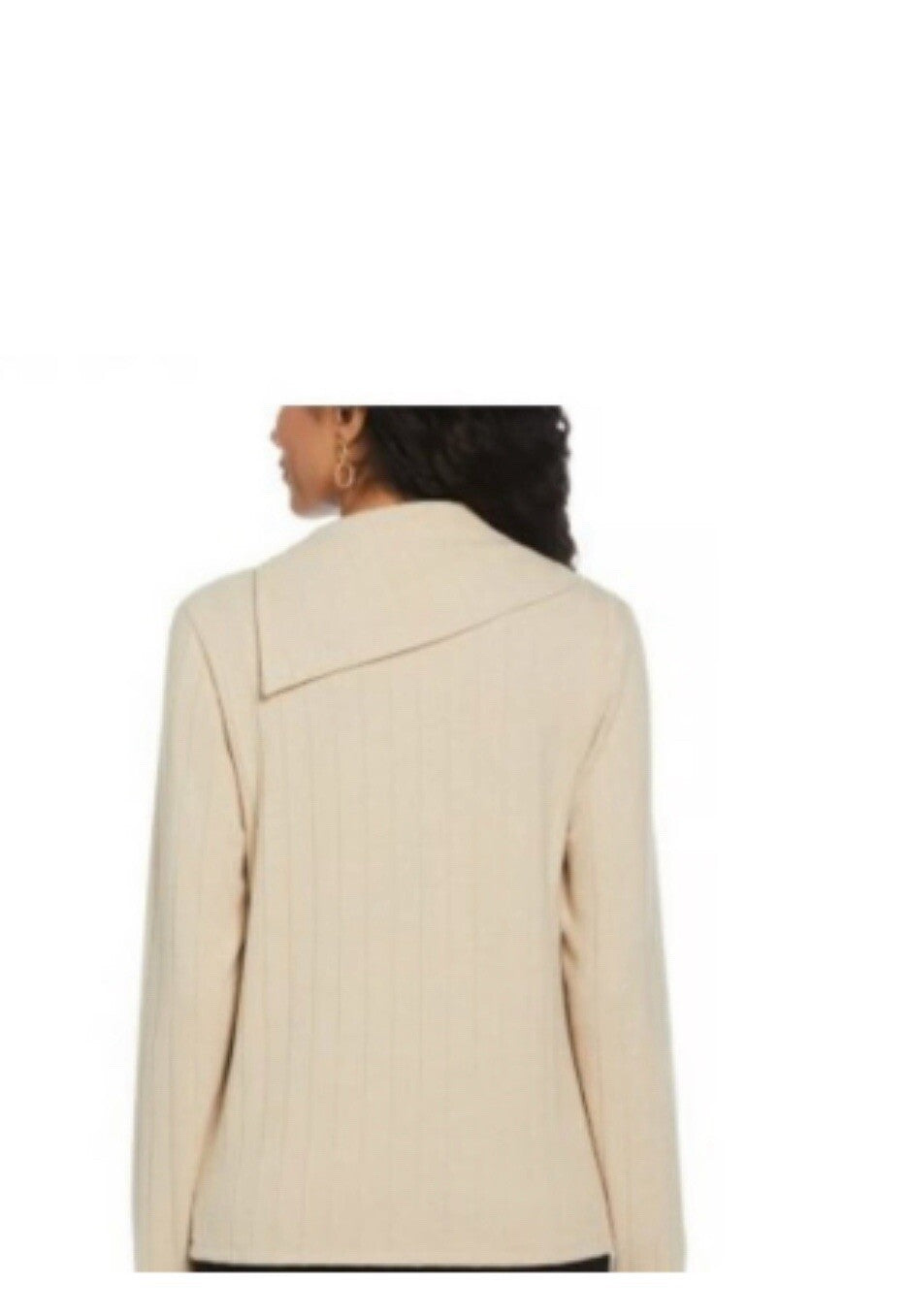 Rafaella Women's Long Sleeve Top with Rivet Neck Trim Size L