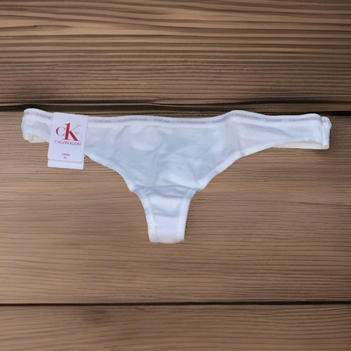 Calvin Klein CK One Cotton Singles Thong Underwear QD3783 White S