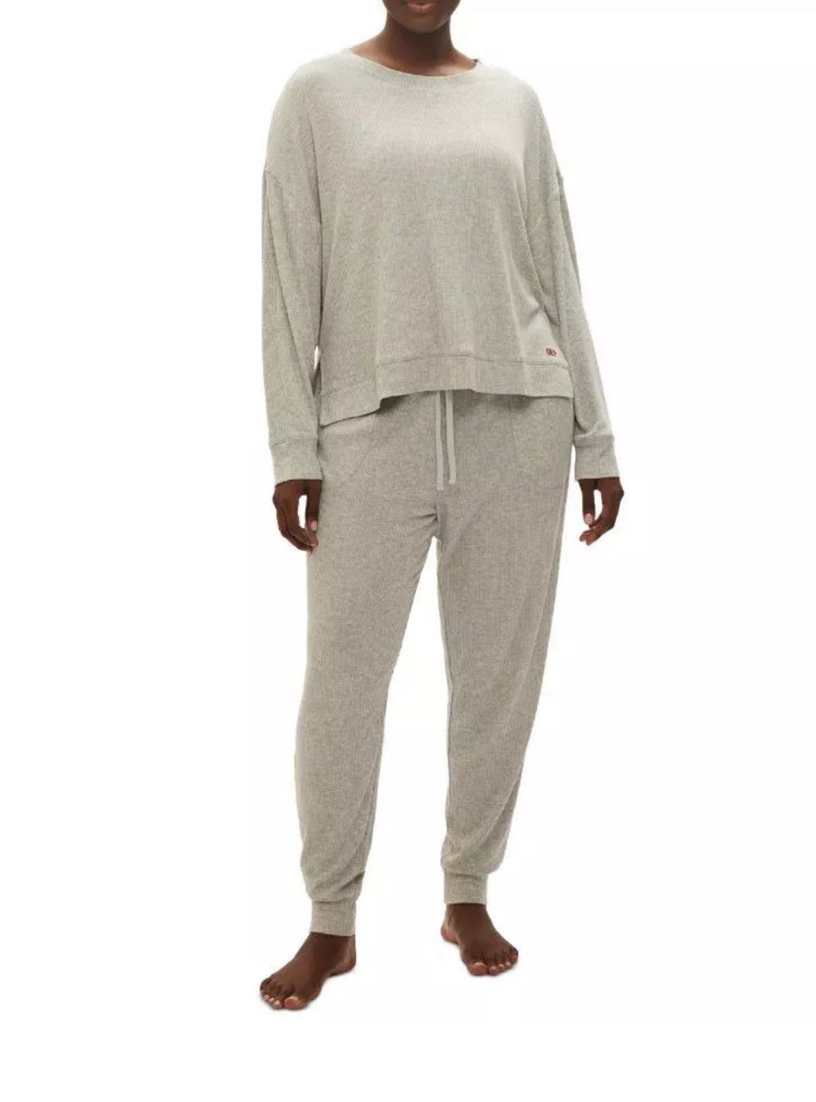 Gap Women's Grey GapBody 2-Pc Packaged Long-Sleeve Jogger Pajamas Set, Size L
