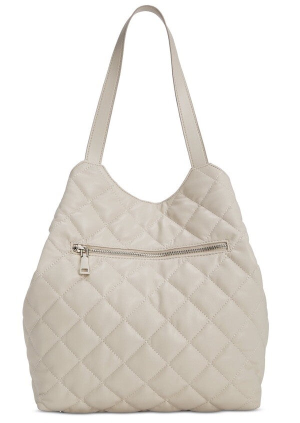 INC Andria quilted faux-leather women's XL tote bag - Bone/ White