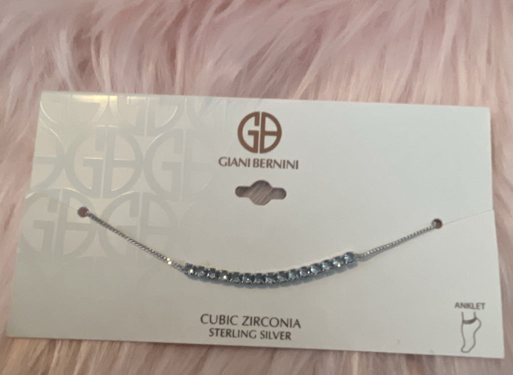 Giani Bernini Cubic Zirconia Linear Ankle Bracelet Aqua