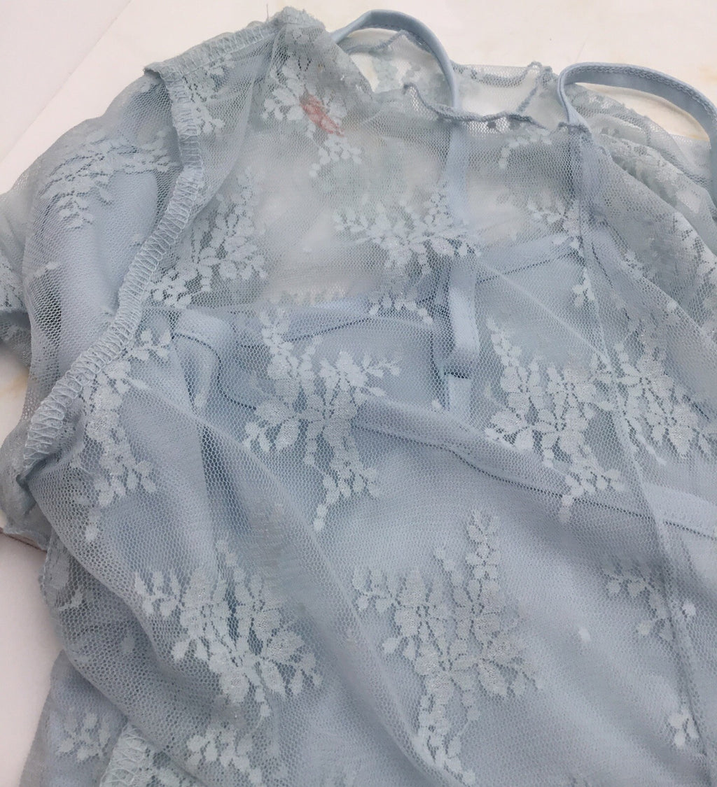 Ultra Flirt Junior’s Lace Tee & Cami Baby Blue Color Small Sheer