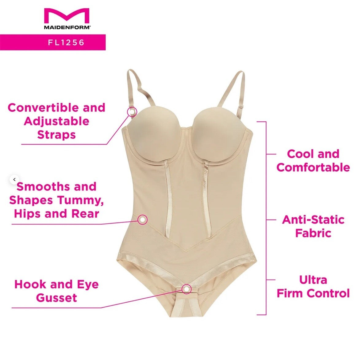 Ultra-Firm Convertible Body Shaper with Built-In Underwire Bra #FL1256