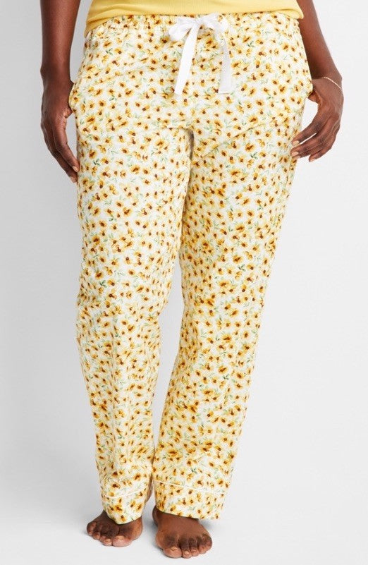 State of Day Women's Printed Poplin Pajama Pants Cornsilk M