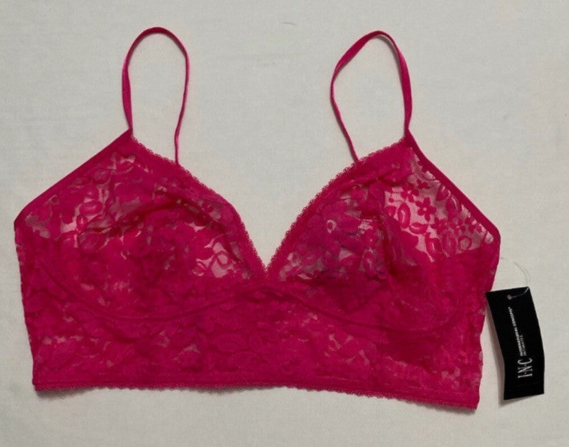 I.N.C. International Concepts Women's Lace Bralette Lingerie Pink Lightening L