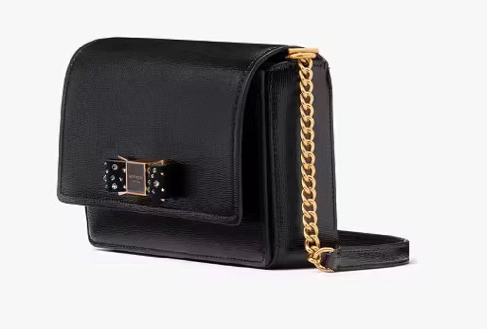 Kate Spade Morgan Bow Bedazzled Flap Chain Wallet Crossbody