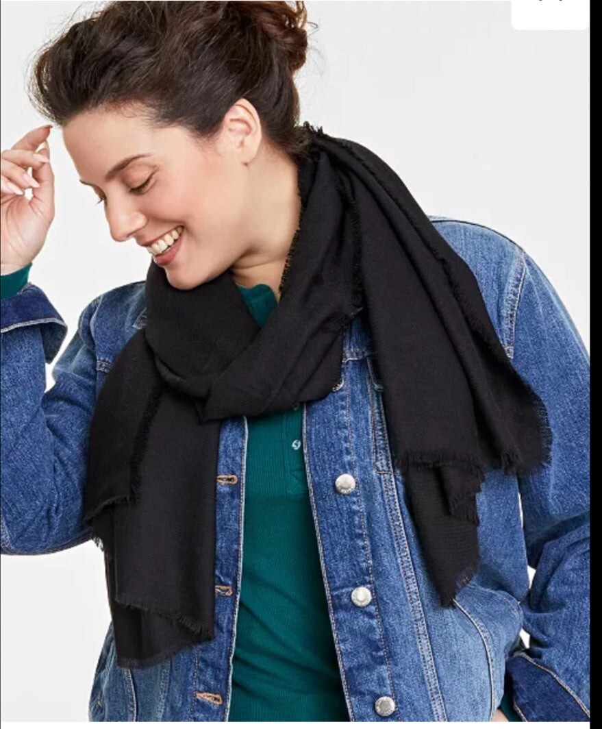 On 34th Women's Solid Supersoft Wrap Scarf, 