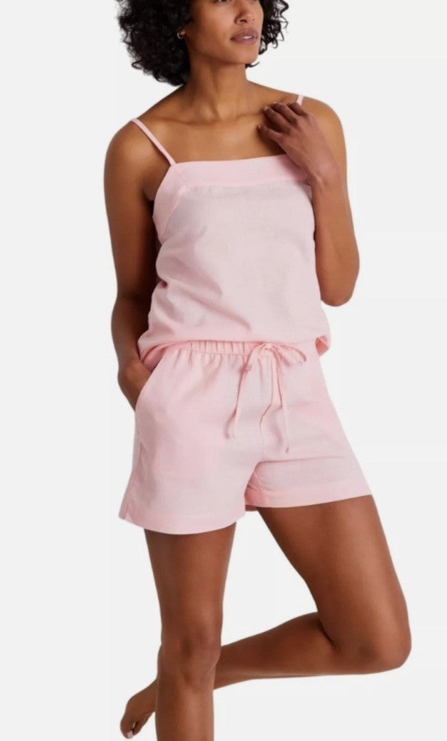 State of Day 2-Piece Linen/Rayon Blend Cami & Shorts Women's Set Satin Pink XL