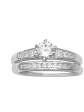 Cubic Zirconia Sterling Silver Engagement Ring Set Size 8