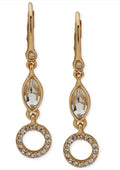 DKNY Gold-Tone Navette Crystal & Pavé Circle Drop Earrings