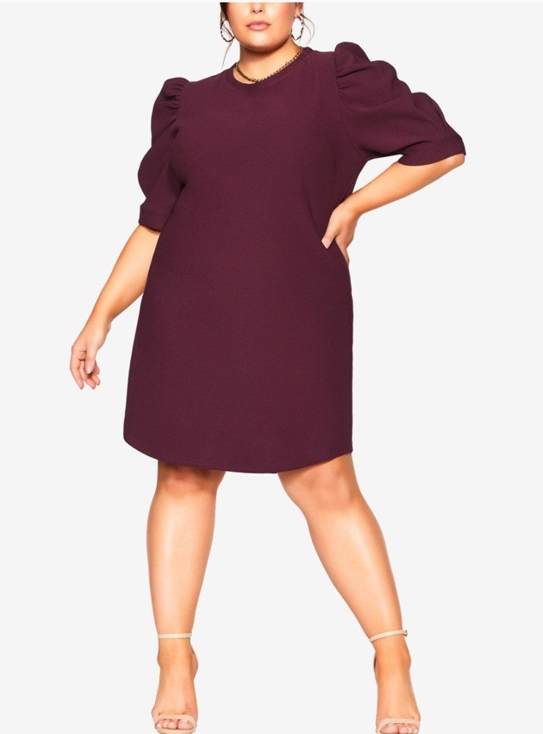 CITY CHIC Trendy Plus Size Impulse Vibes Shift Dress XS/14 Spice Plum 