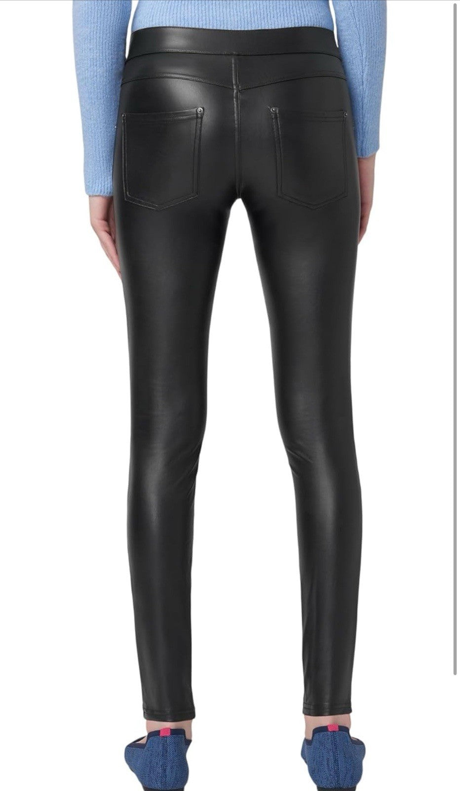 NEW in Pkg HUE Black Body Gloss Liquid Finish Leggings Size XL Moto Faux Leather