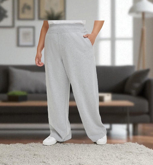 Calvin Klein Performance Women's Gray High-Waist Wide-Leg Pants Plus Size: 1X