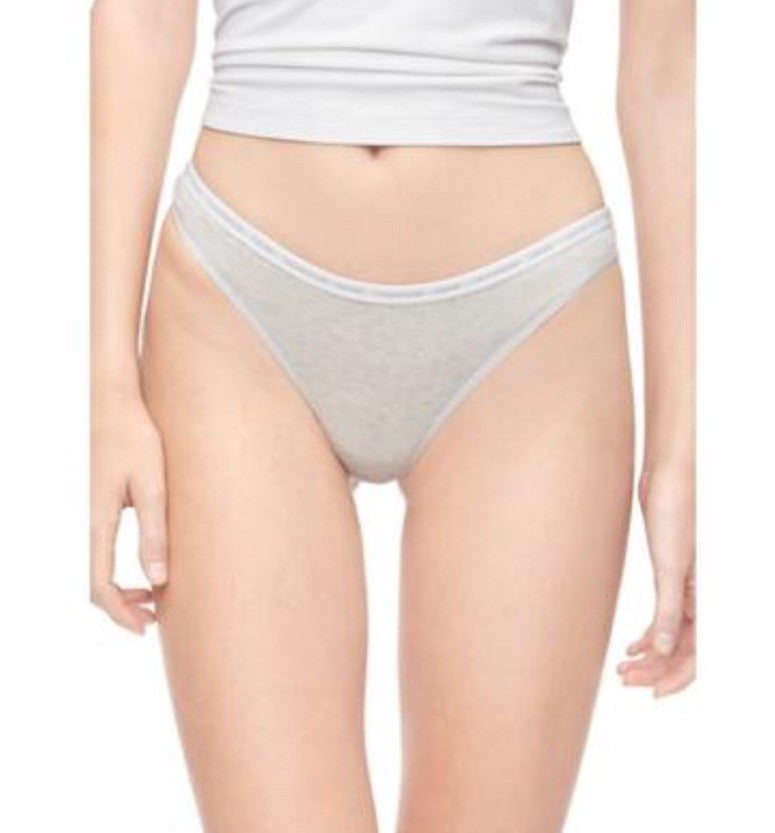 CALVIN KLEIN CK One Cotton Singles Thong Underwear QD3783 Snow Heather Size L