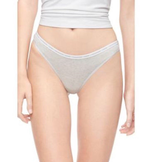 CALVIN KLEIN CK One Cotton Singles Thong Underwear QD3783 Snow Heather Size L
