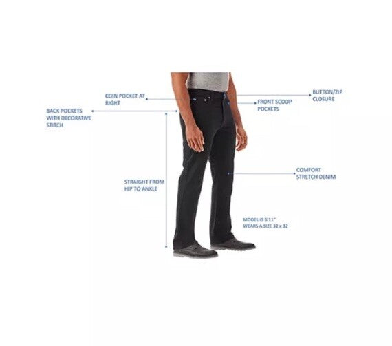 Member's Mark Men's Straight Fit Premium Stretch Denim Jeans, 5 Pocket