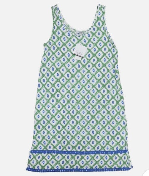 Roudelain Women's Printed Tassel-Trim Tank Nightgown Cardomon Geo L
