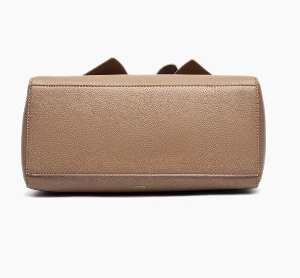 Park Bowtie Satchel Bag Shoulder Top Handle Camel Vegan Leather Detachable Strap
