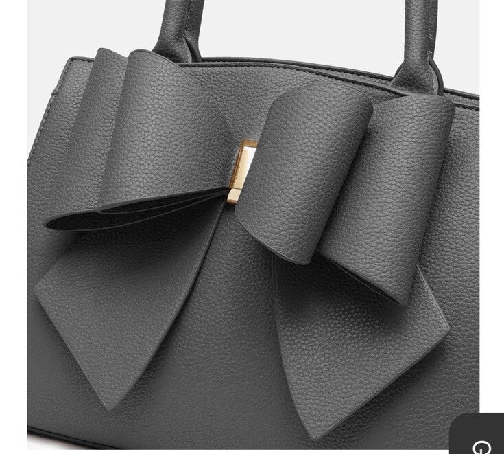 Like Dreams Park Bow Vegan Satchel Crossbody Bag Frost Grey 